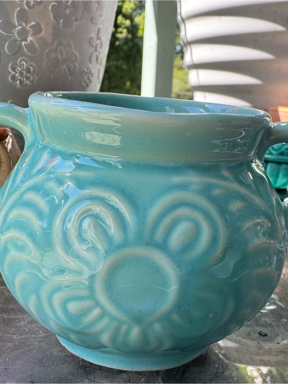 Vintage Shawnee Pottery Flower and Fern Sugar Bowl